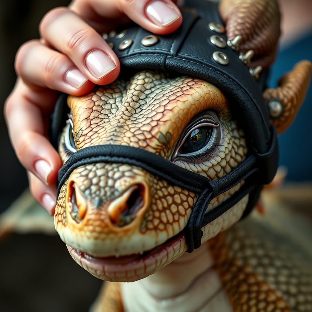 Baby Dragon and Fairy with Protective Mask