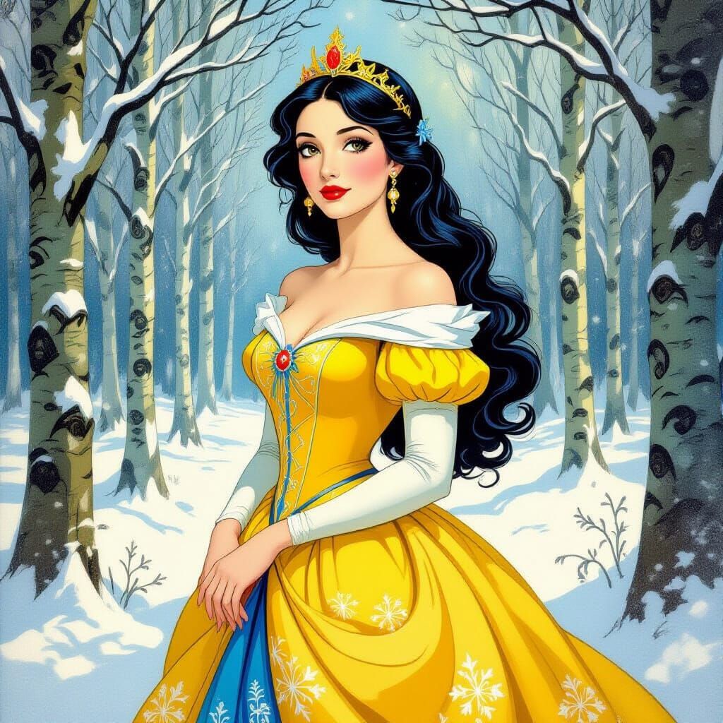 Snow White in Surreal Art Nouveau Style