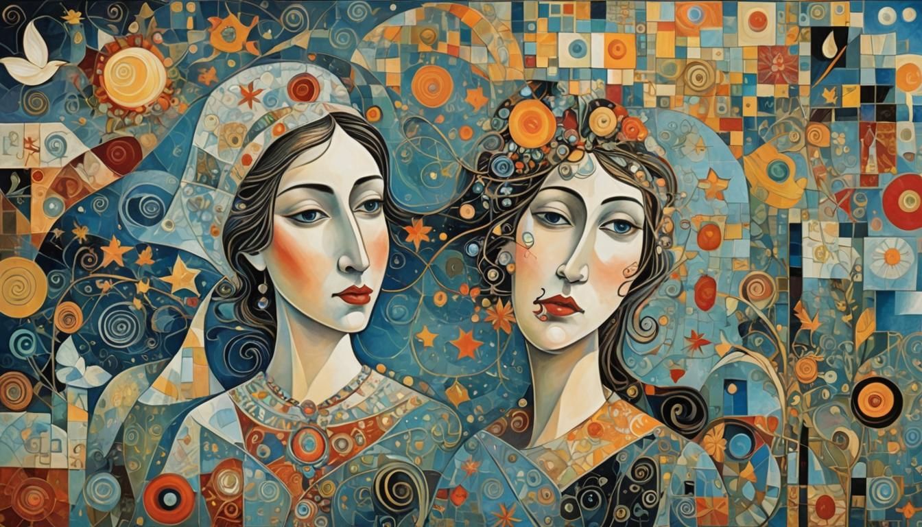 Ethereal Mosaic Dream in Cubist Style