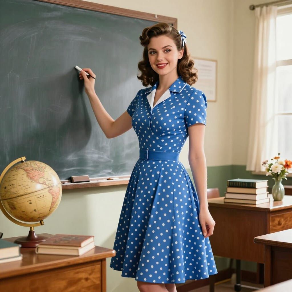 1950s Retro Schoolteacher Pin-Up Portrait