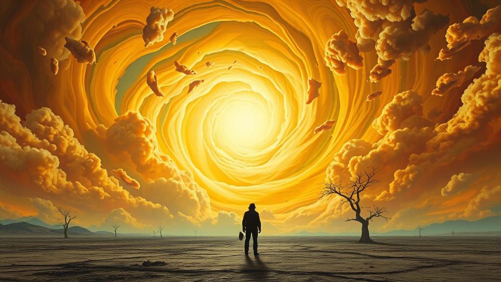 Surreal Dreadful Lemon Sky Landscape