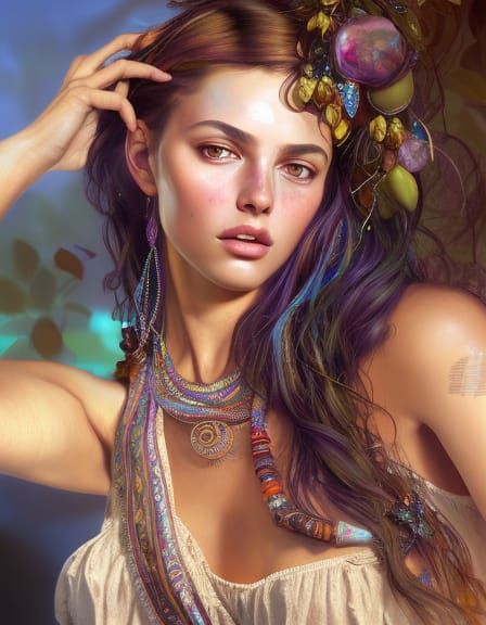Bohemian Gypsy Portrait in Hyperdetailed Style