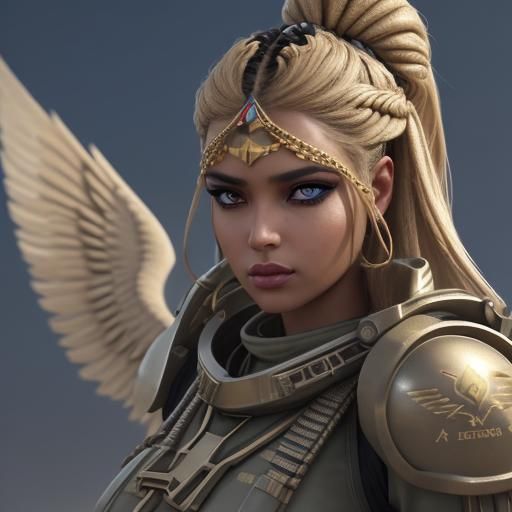 Futuristic Egyptian Soldier with Braided Hair