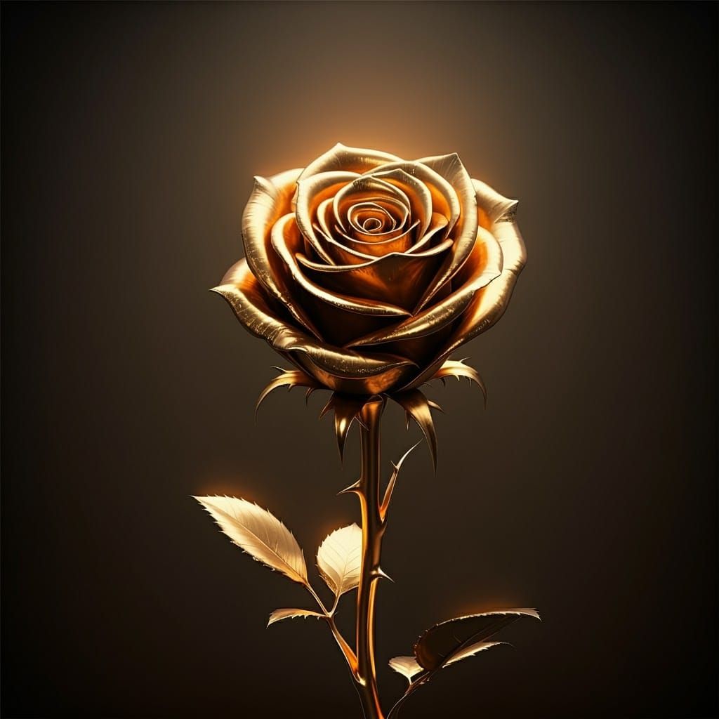 Intricate Gold Rose Digital Art
