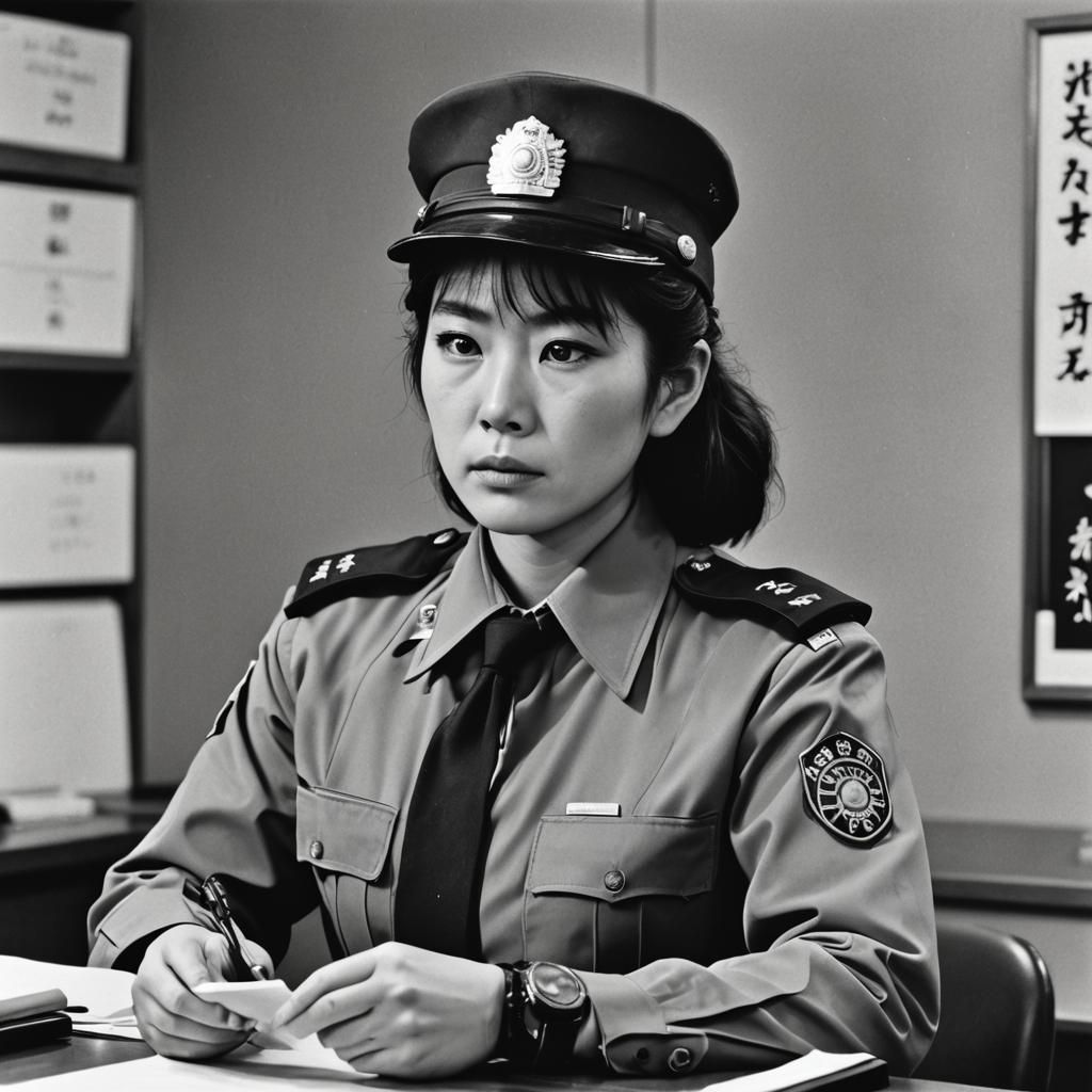 1980s Japanese Police Officer Investigating Murder