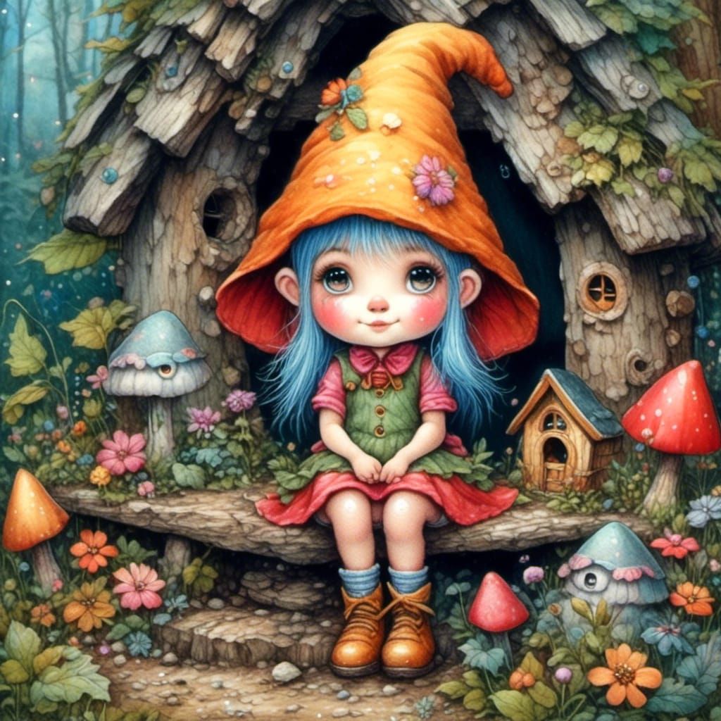 a little cute gnome girl