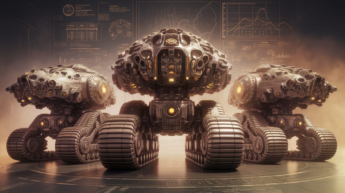 Futuristic Battle Unit Design in Detailed Engineering Diagra...