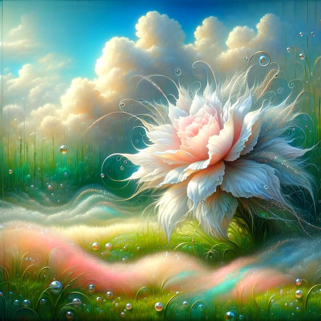 Ethereal Fantasy Bloom Against Emerald Green