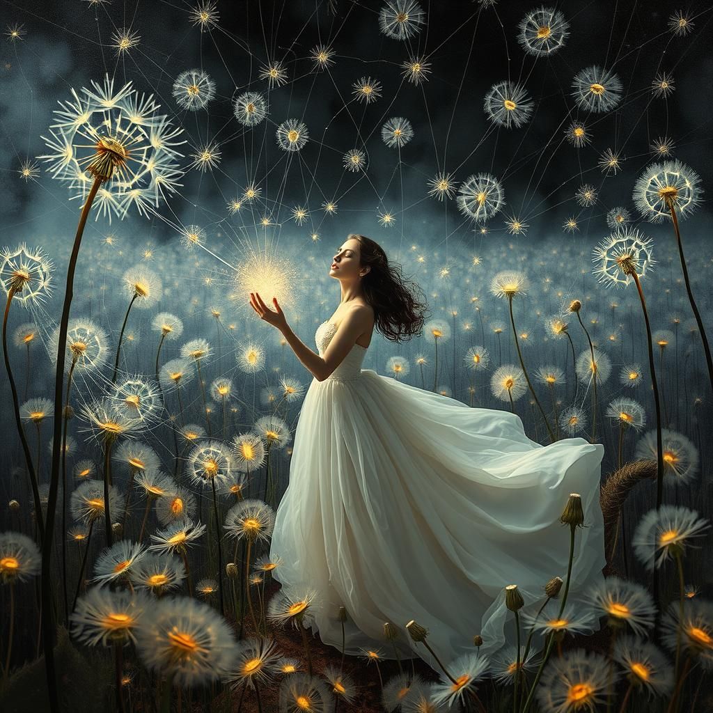 Dreamlike Dandelion Wish in Surrealist Style