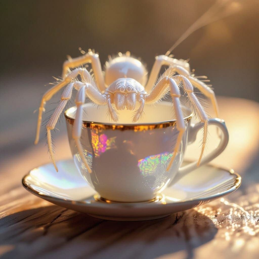 Black Widow Spider Crafts Cup and Saucer from Silk