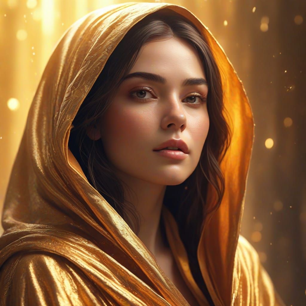 Divine Beauty in Golden Light: Fantasy Digital Art