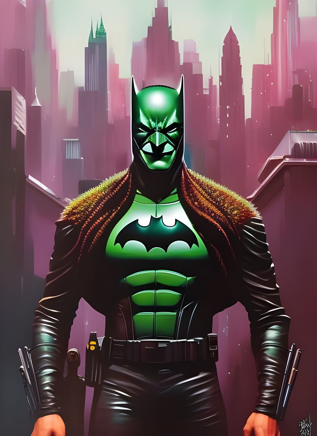 Photorealistic Batman, Green Lantern, and Joker Painting