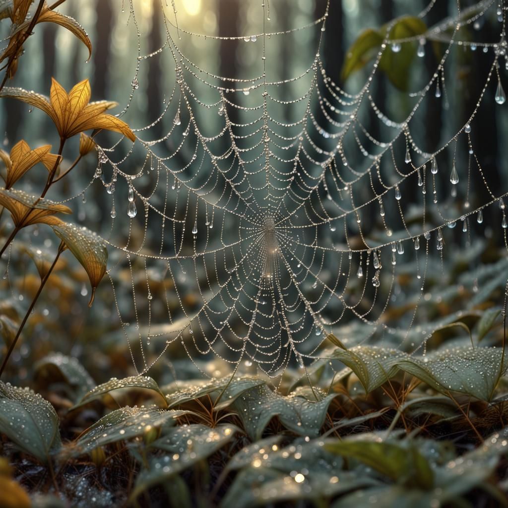 🕸️Spiderweb: Catching Dewdrops !