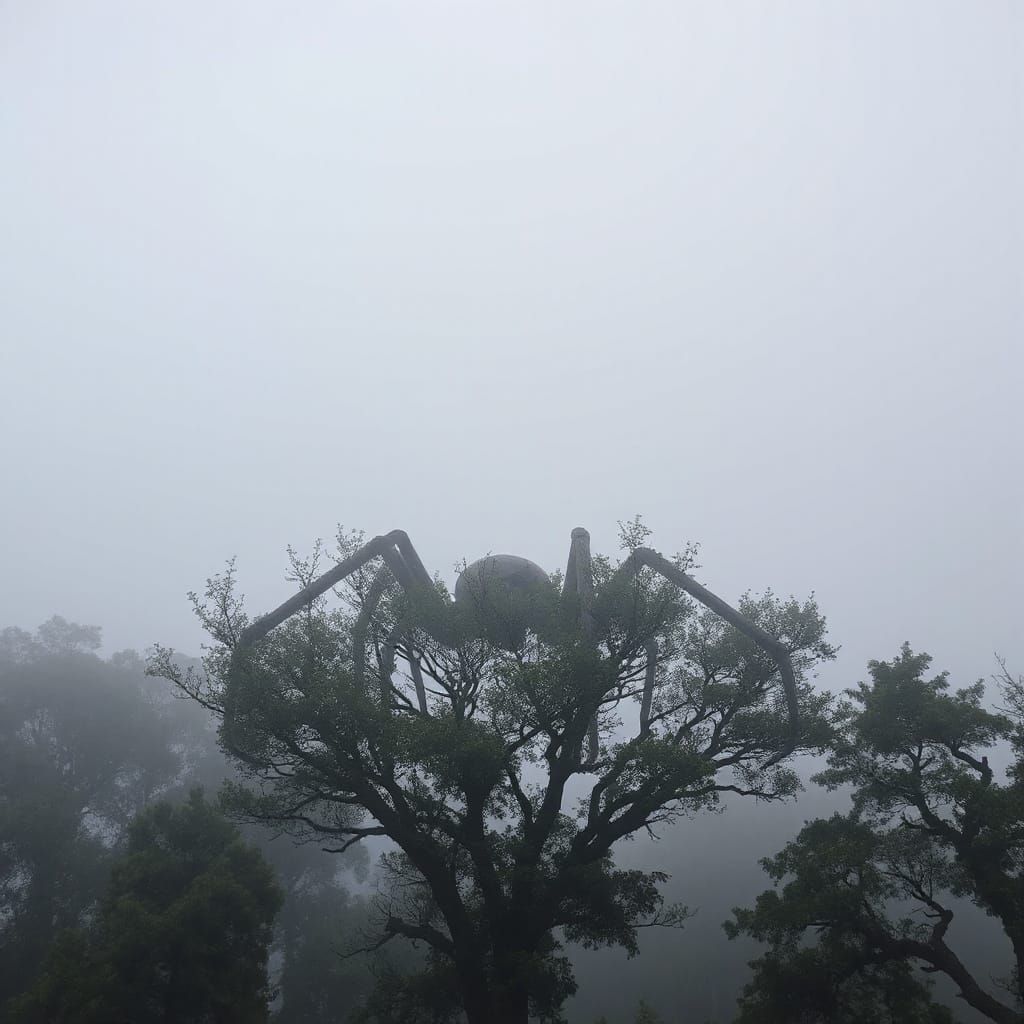 Eerie Arachnid Horror Lurking in Mist