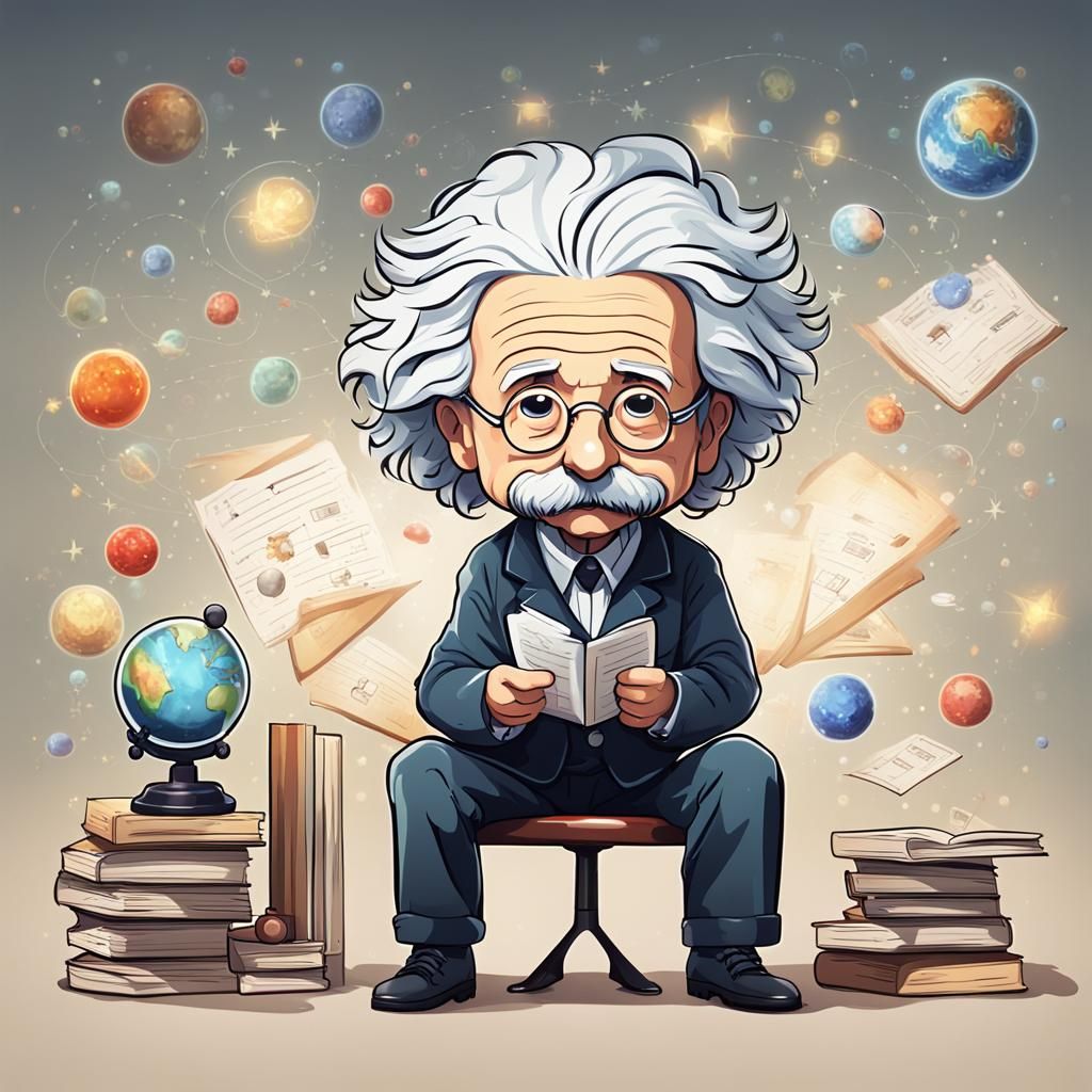 Chibi Albert Einstein Formulates Relativity Theory