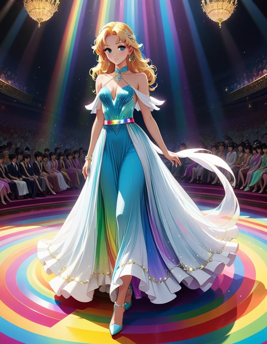 Rainbow Ballroom Dress in Anime Style