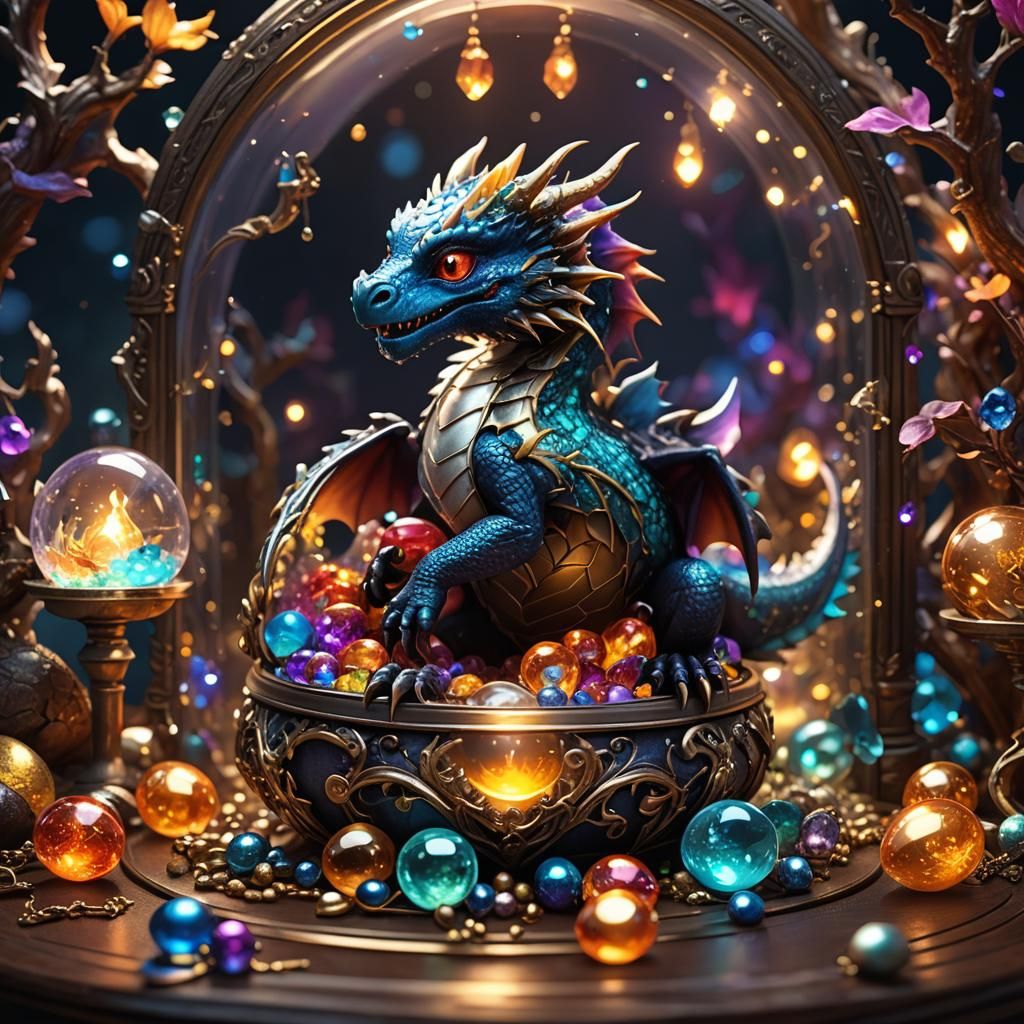 Baby Dragon Hatching in Jewelry Box