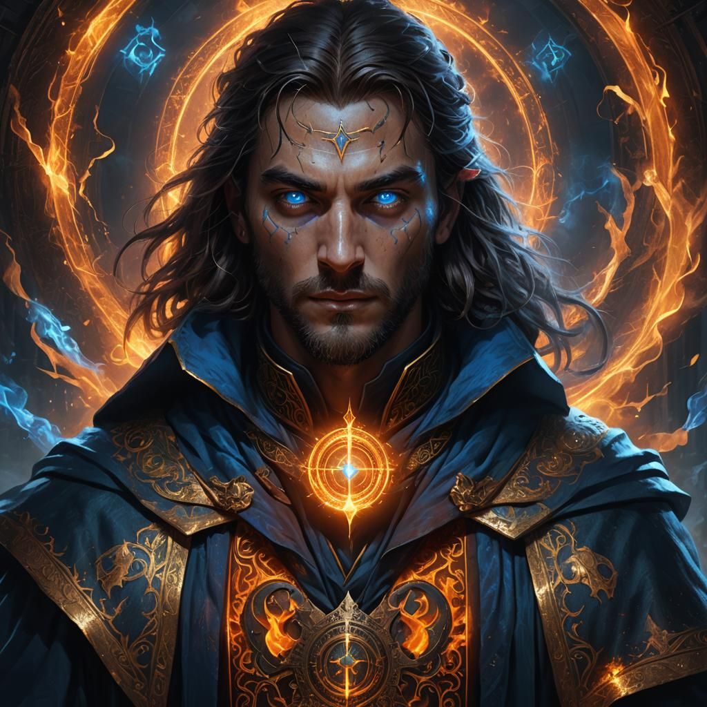 Young Wizard with Dark Power in Fantasy Art