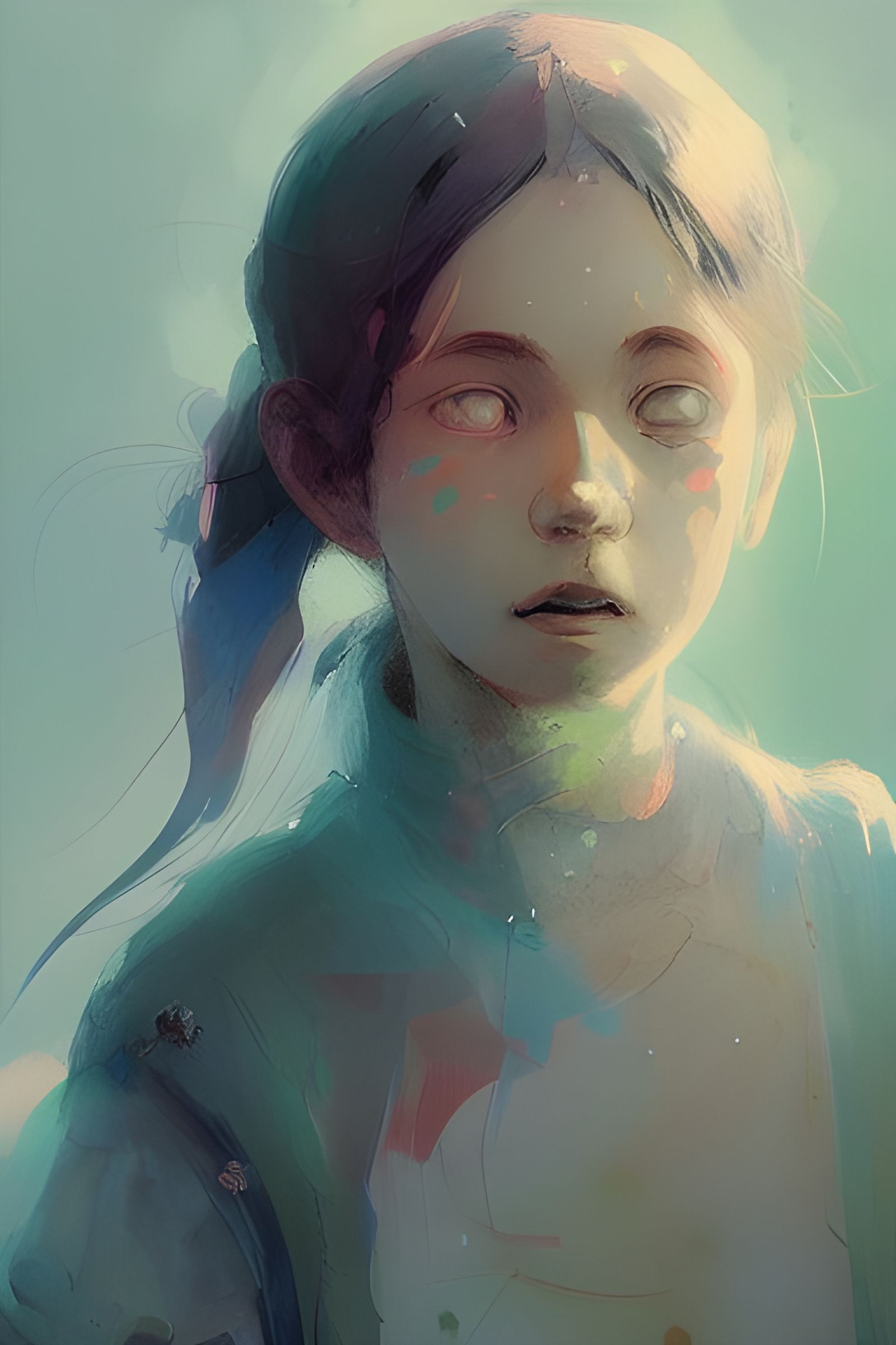 Ghost Girl Portrait in Ghibli-Inspired Style