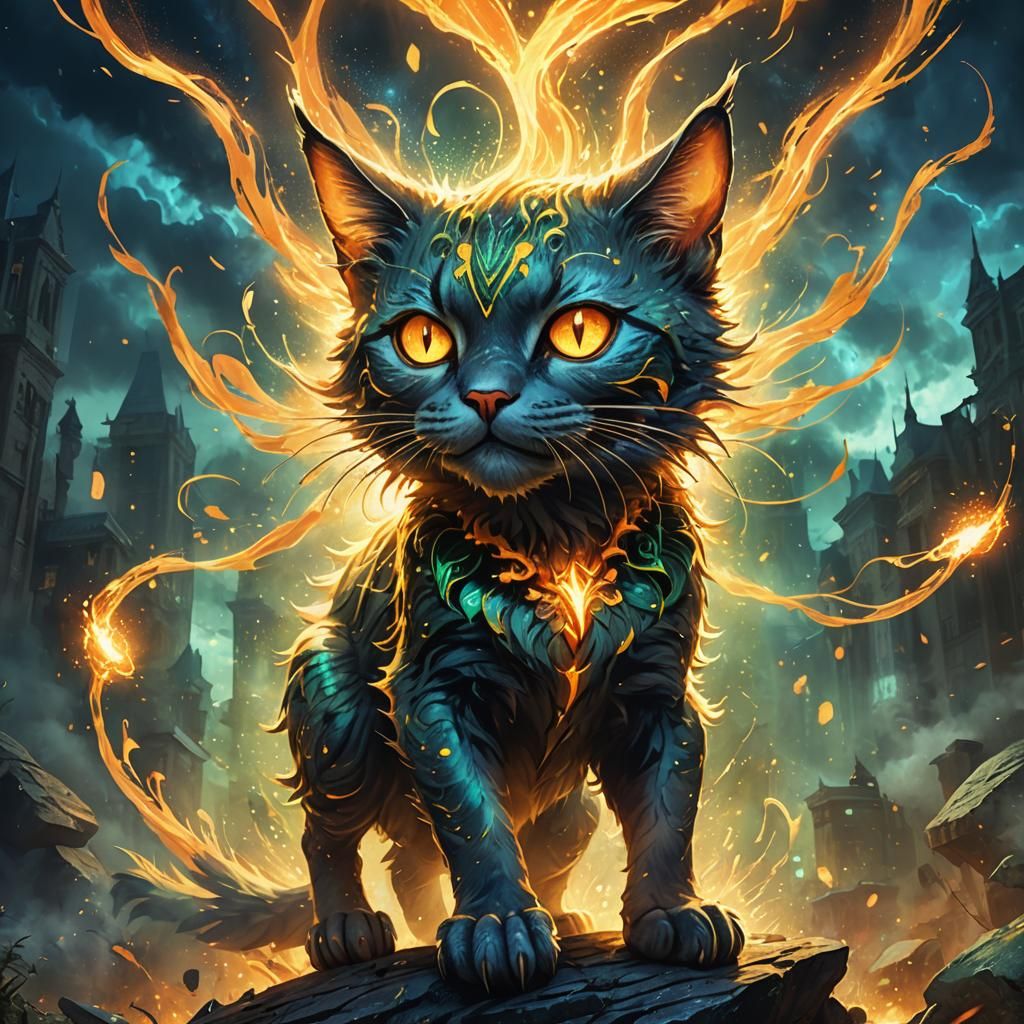 Insane Fairy Cat Conjuring a Monster