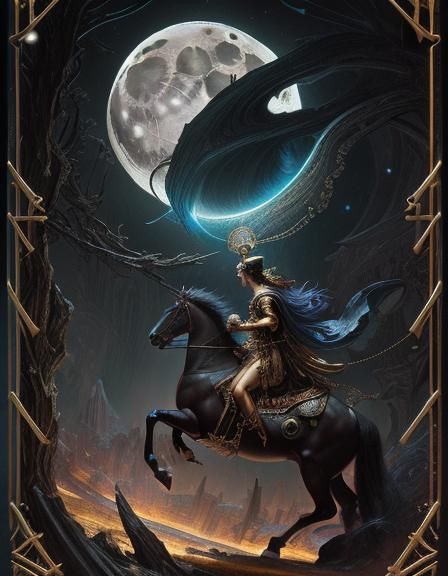 Surreal Tarot Card: The Moon in Dreamlike Style