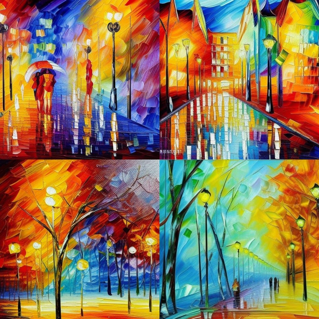 Expressionist Painting with Thick Colorful Texture