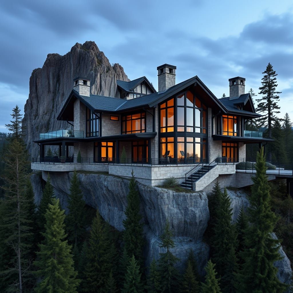 Gothic Victorian Villain Lair on Mountain Top