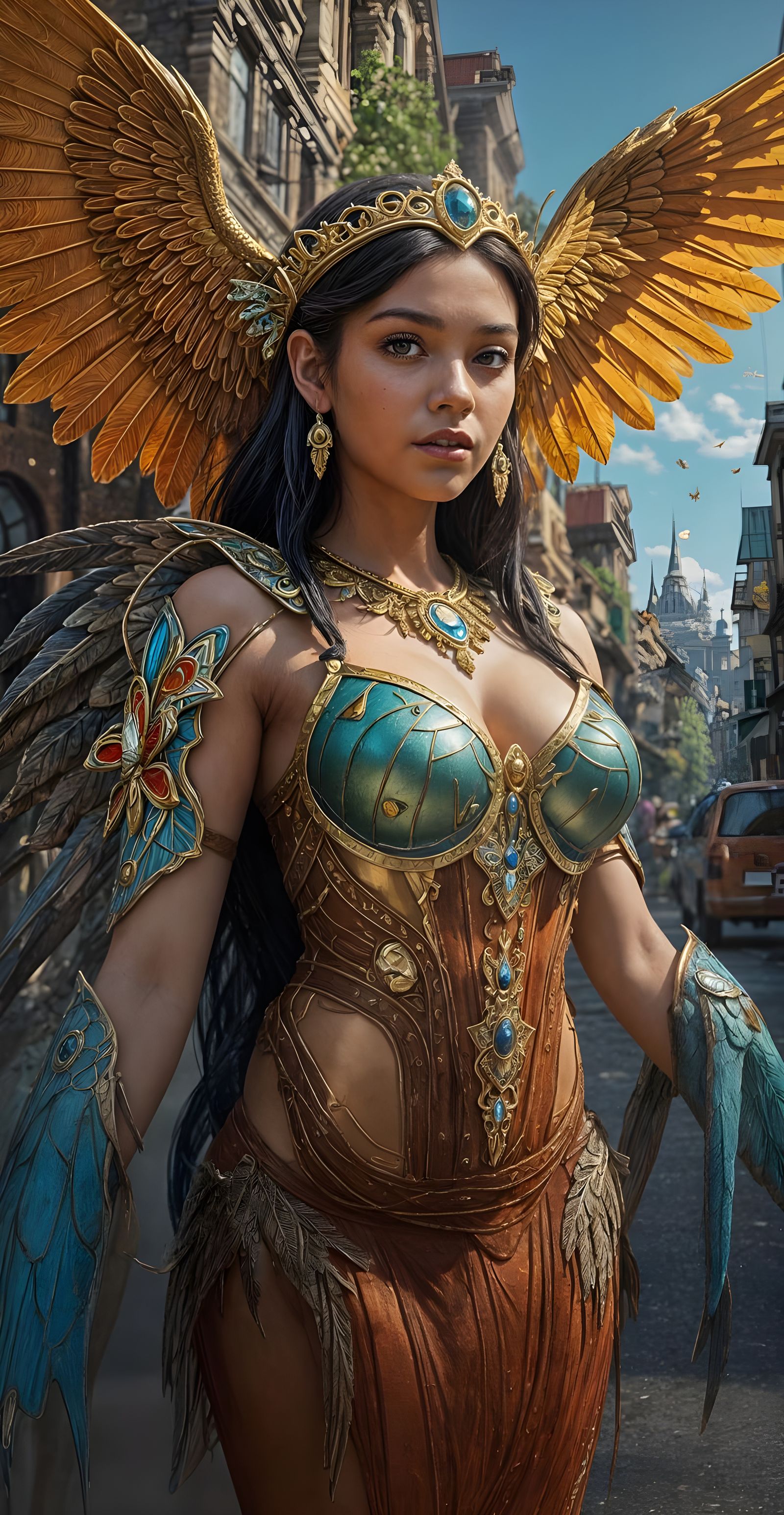 Eagle-headed Fairy Lizard Butterfly Elephant in Graffiti Art