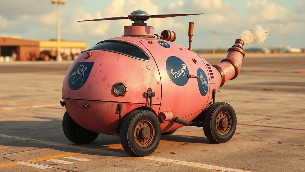 Playful Pixar Vehicle on Airport Runway