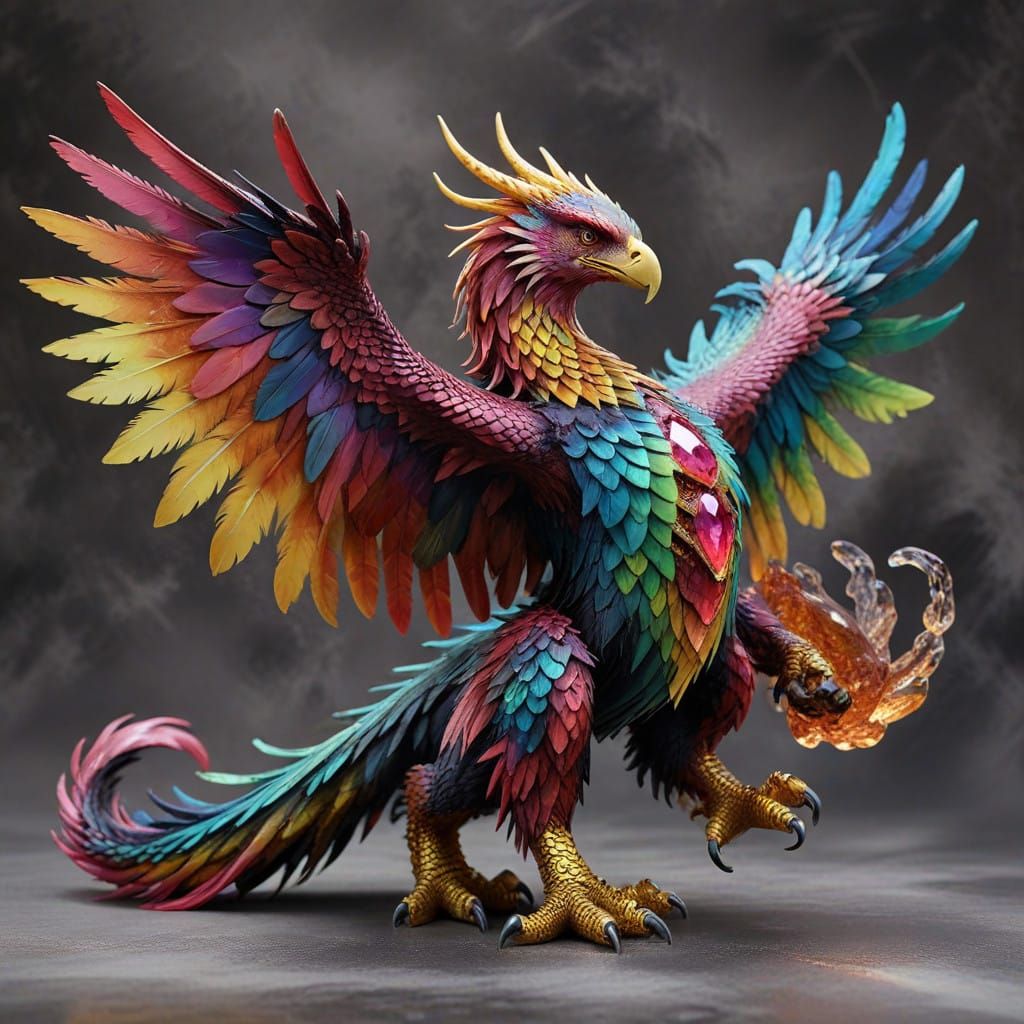 Vibrant Technicolor Dragon with Shiny Scales and Toxic Fur