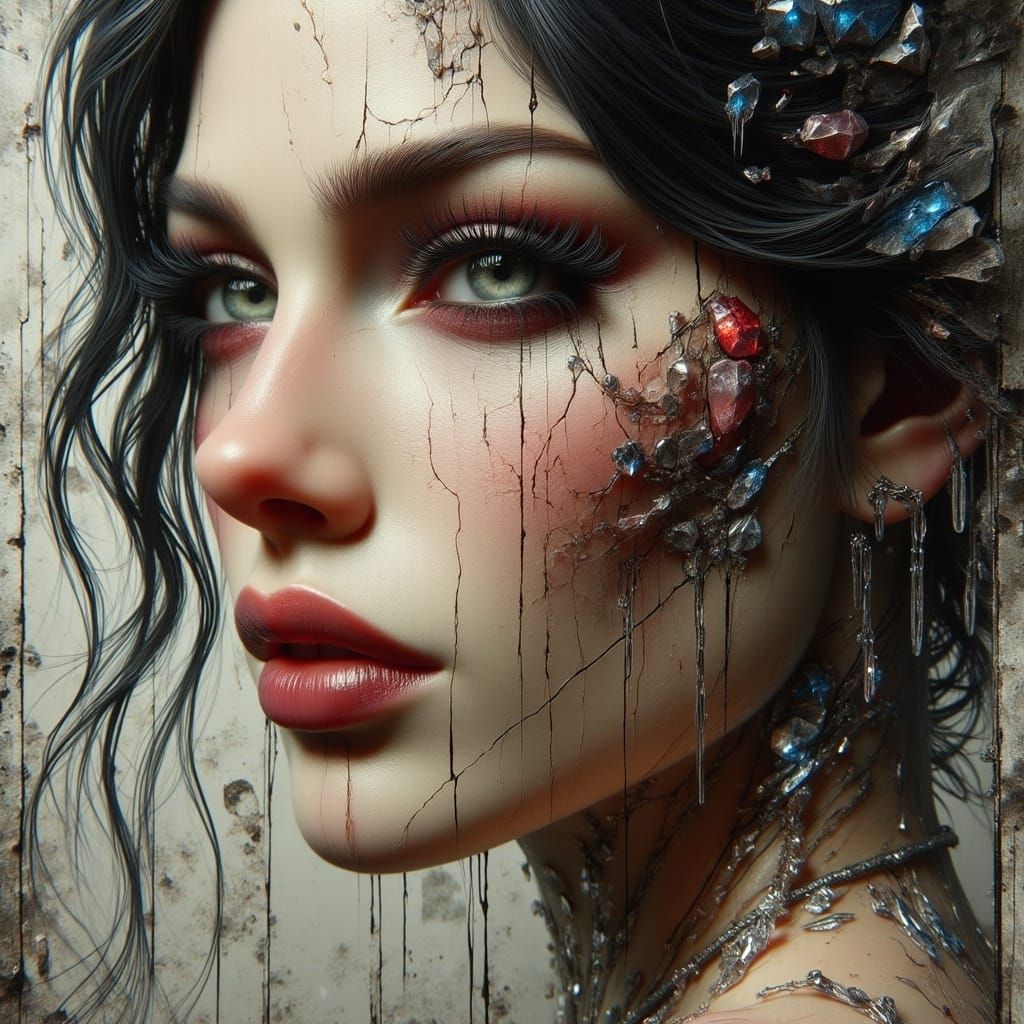 Torn Paper Portrait of a Flapper Woman in the Roaring Twenti...