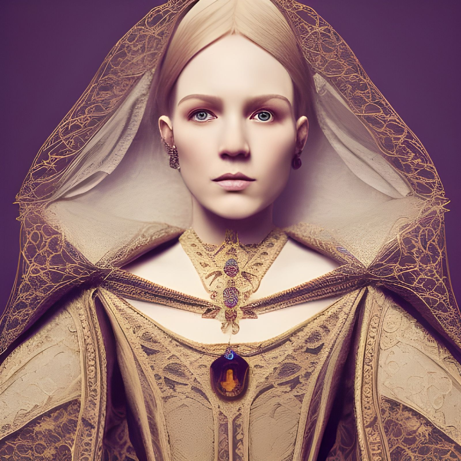 Ornate Portrait of Medieval Court Courtesan