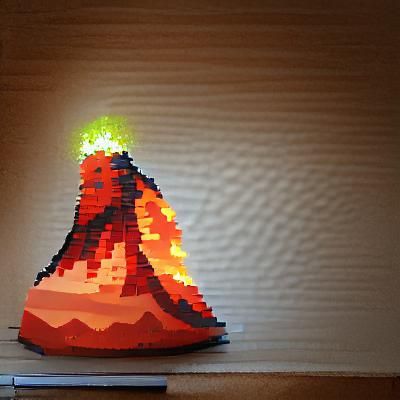 Pixel Art Volcano Eruption