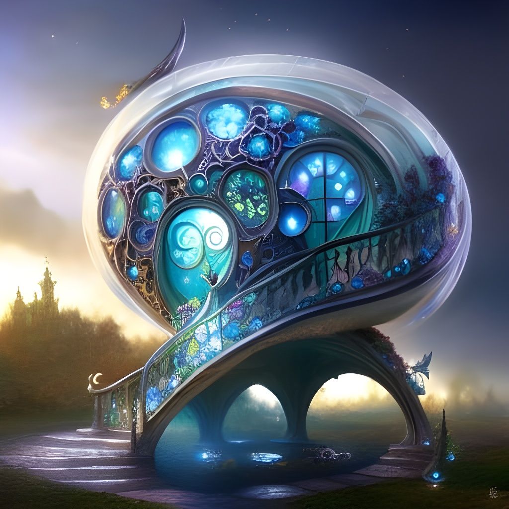 Magical Fairy House on City Street, Digital Art