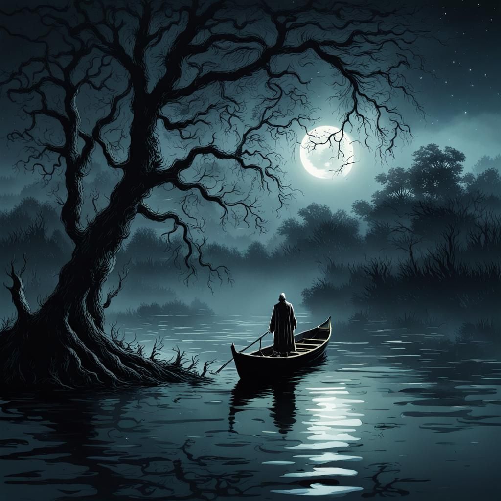 Ferryman of Death Emerges from Midnight Waters