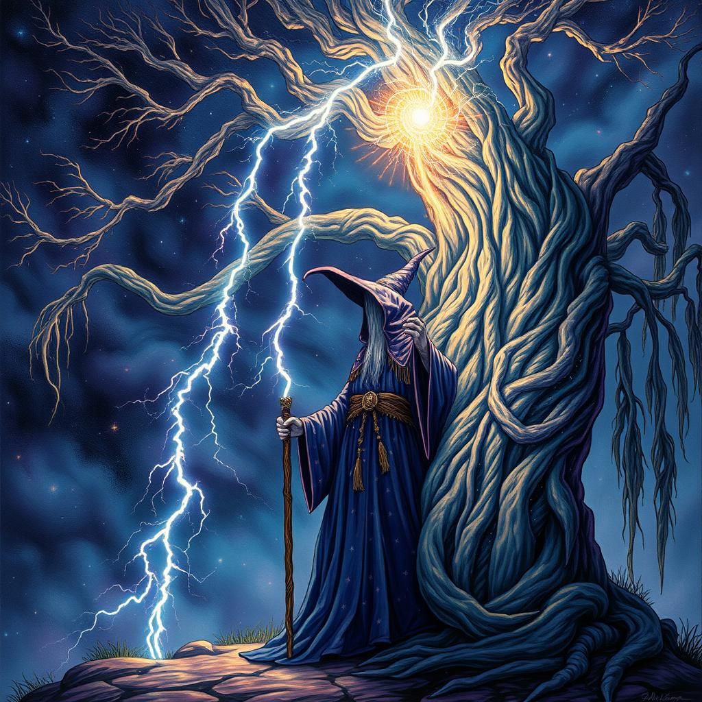 Wizard Under Stormy Sky Releases Astral Energy