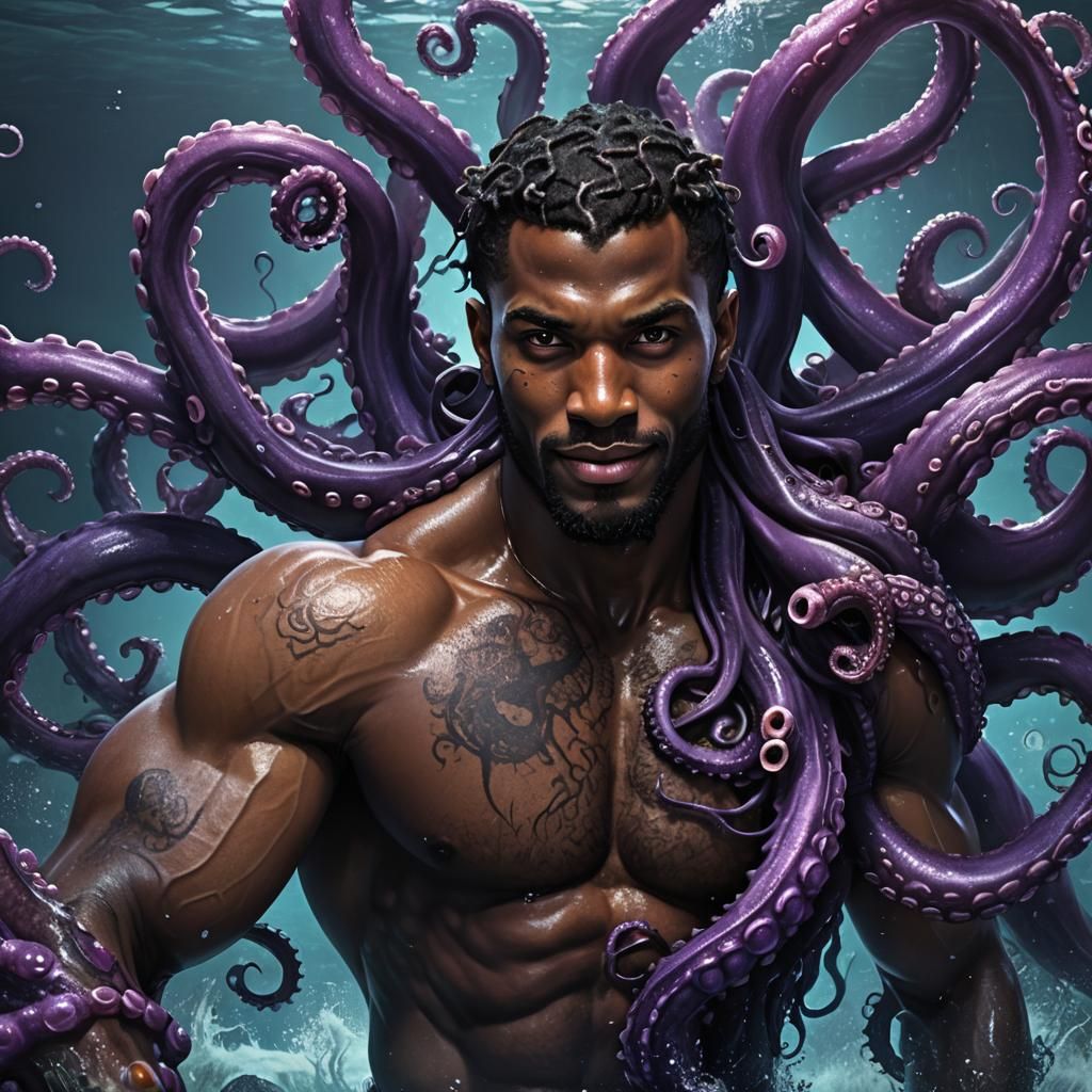 Underwater Octopus Man in Detailed Digital Art
