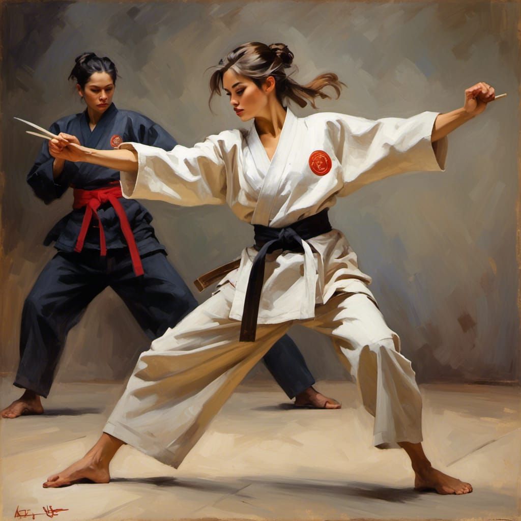Female Aikido Fighter Strikes a Powerful Pose