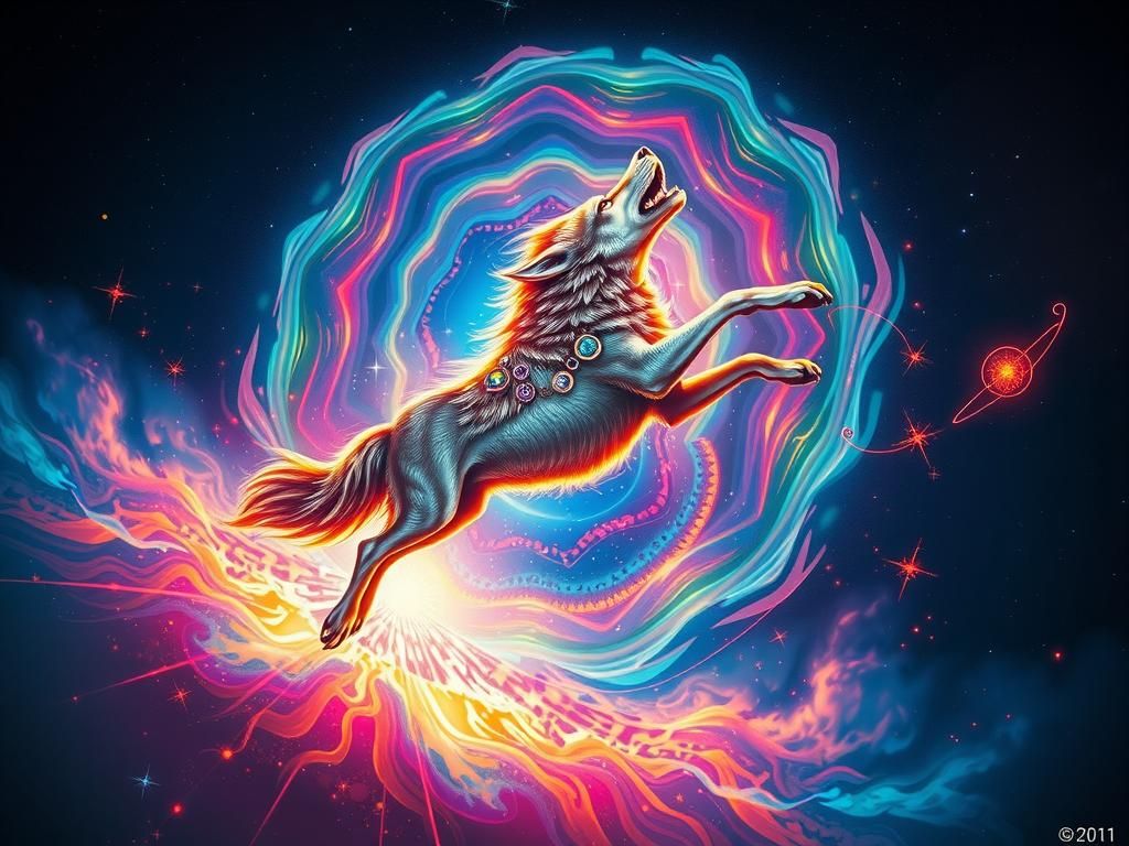 Cosmic Wolf Leap: A Visionary Astral Journey