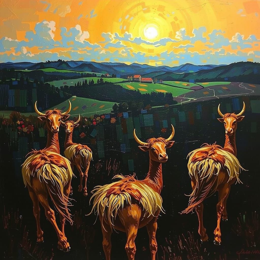 Expressionist Landscape Painting with Fractal Colors