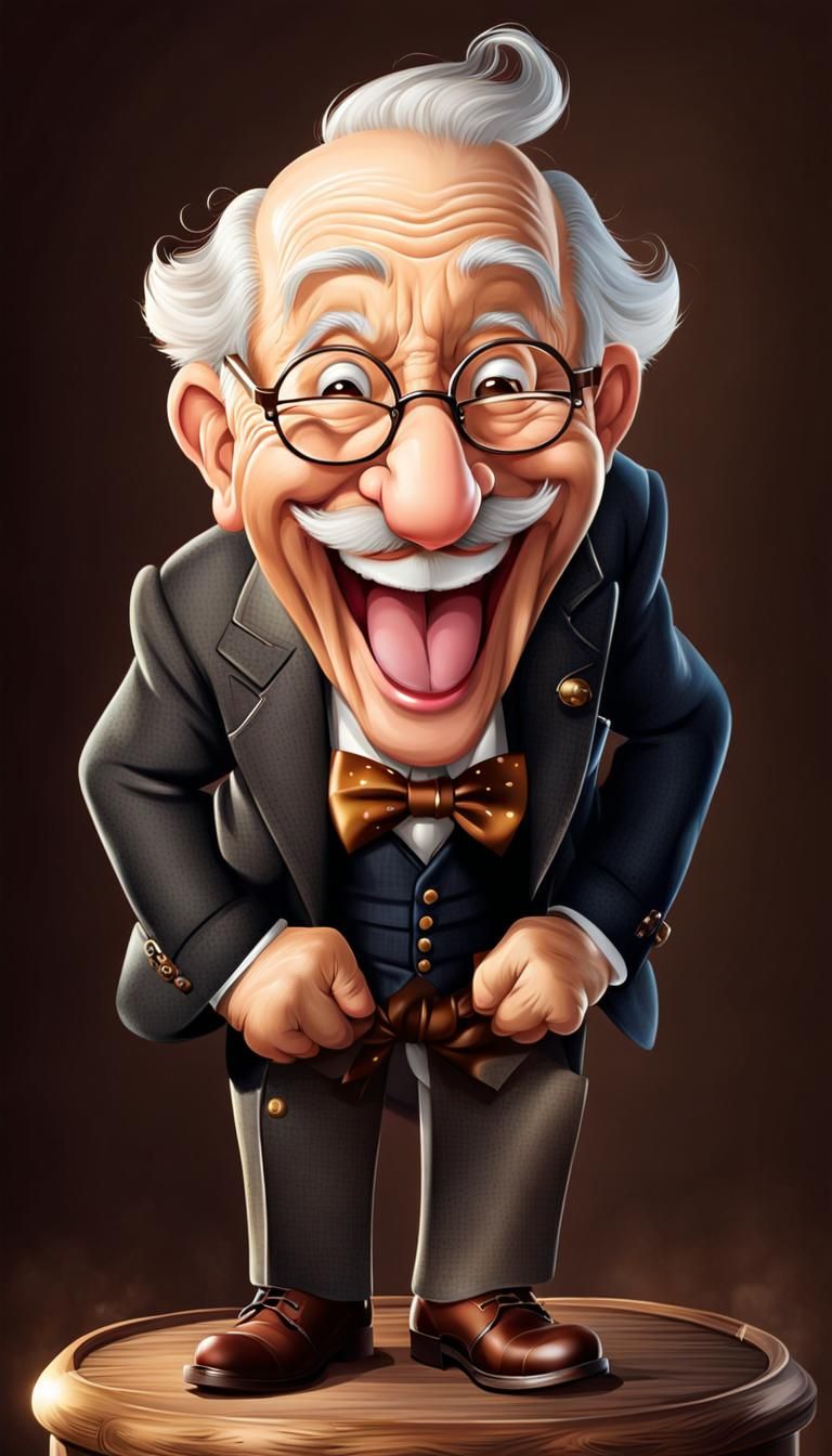 A happy old gentleman character full of laughter