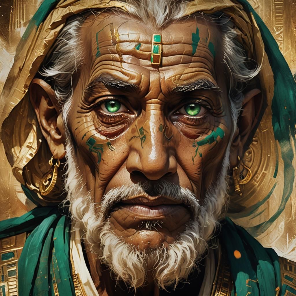 Mystical Egyptian Portrait in Ethereal Oil Painting Style