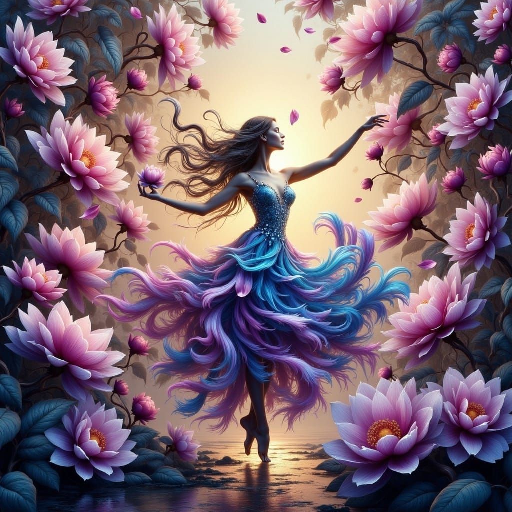 Ethereal Floral Dancer in a Dreamscape