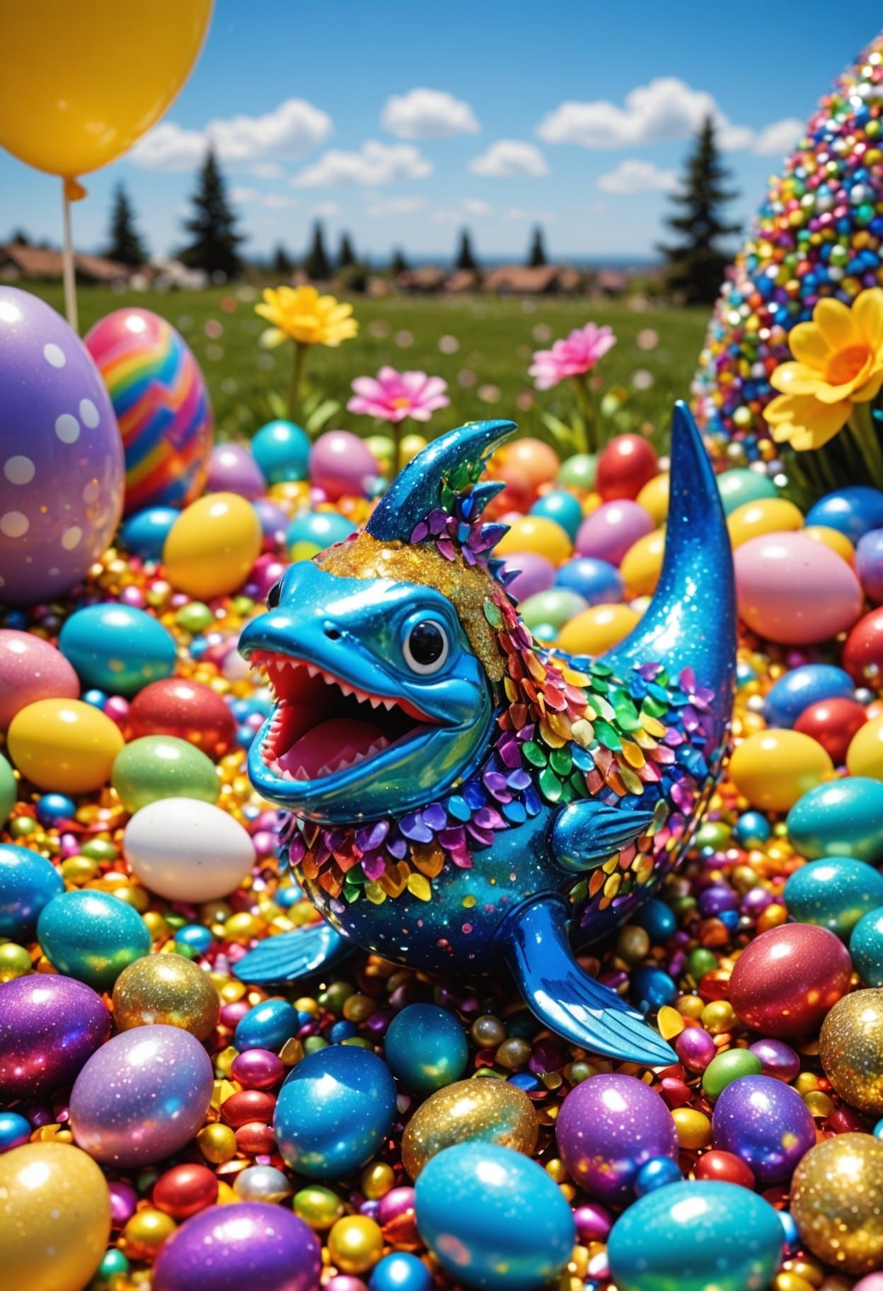 Whimsical Easter Celebration with a Punked Up Rainbow Shark