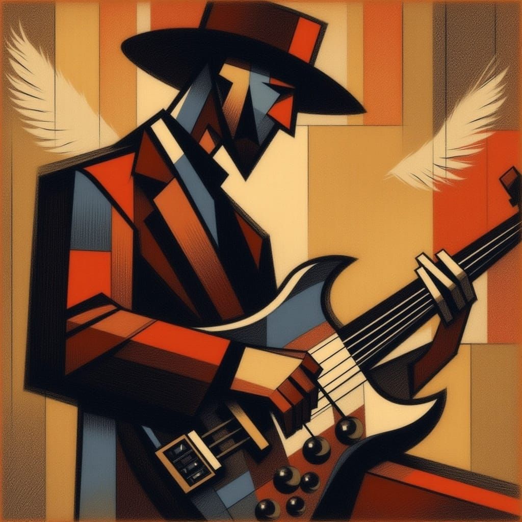 Jazzman Playing Bass in Jazz Club