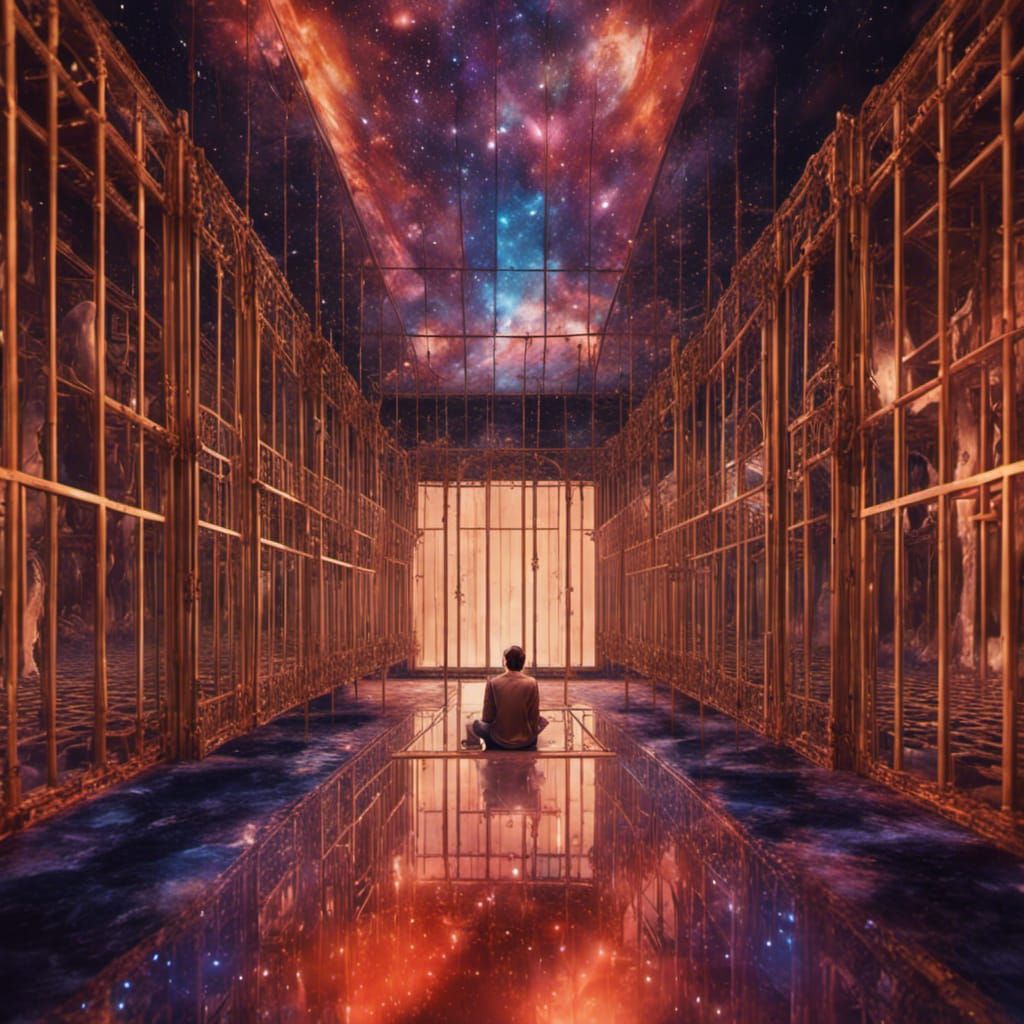 Trippy Galaxy Prison Room: Digital Matte Painting
