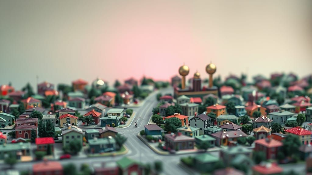 Miniature Suburban Utopia in 18th Century Art Deco Style