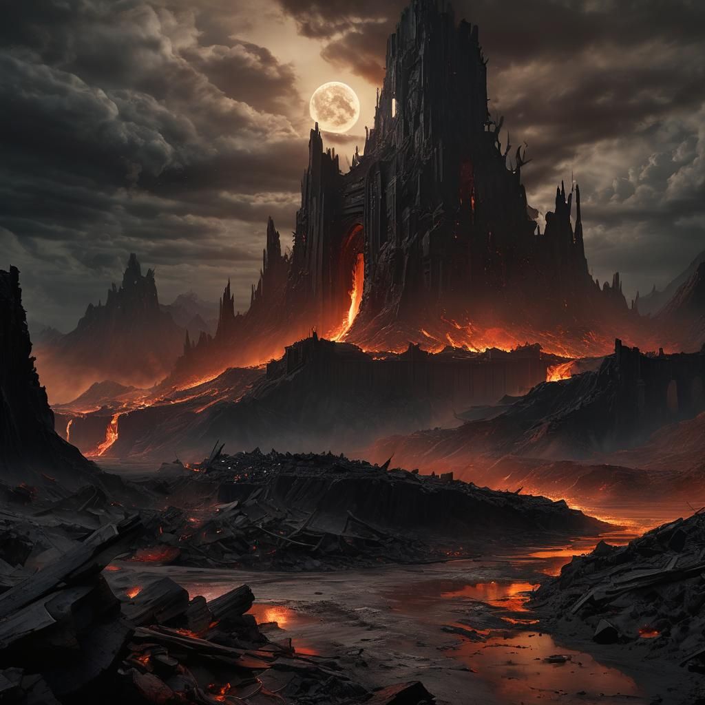 Apocalyptic Earthquake Under Black Moon: Surreal Matte Paint...