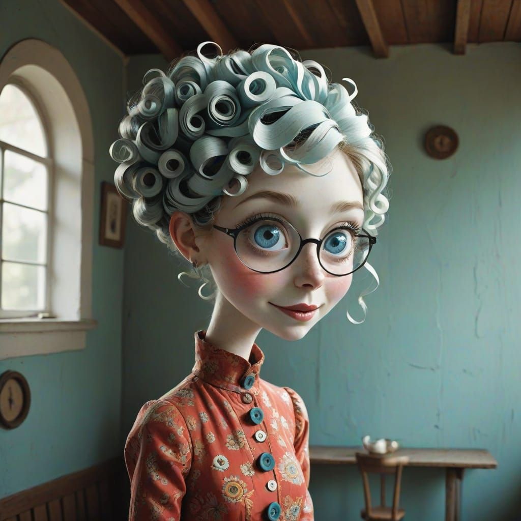 Quirky Girl Laughing in Whimsical Paper Collage Art