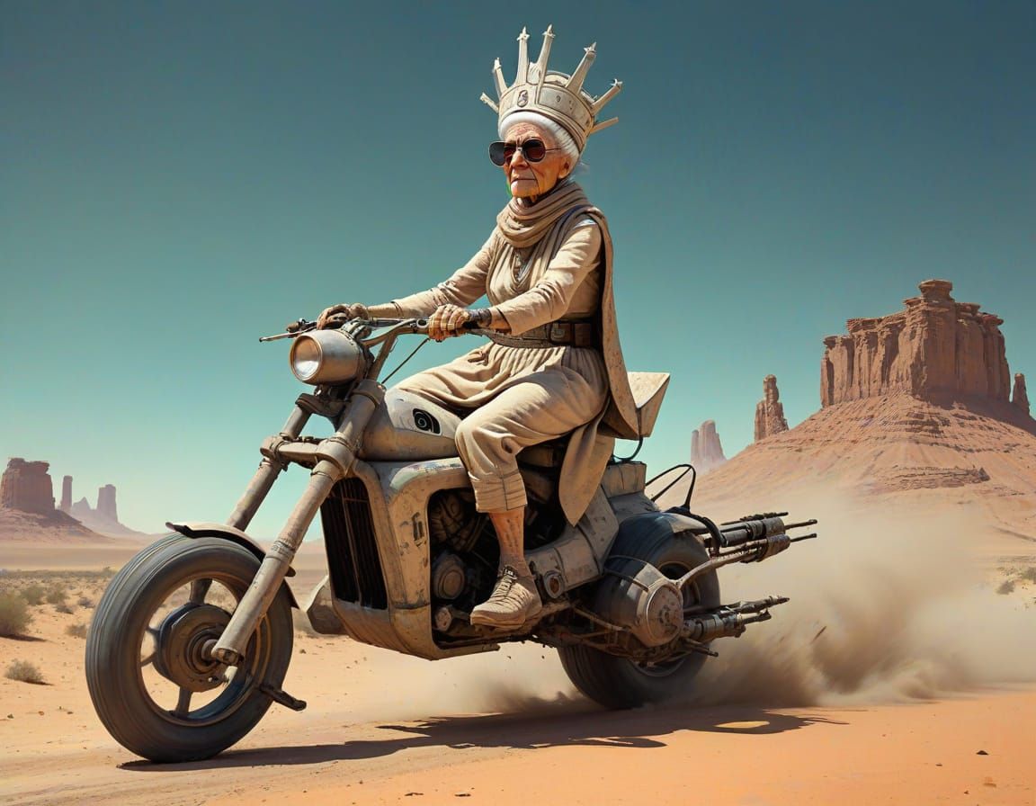 Italian Matriarch Speeder Bike Rides Through Vibrant Desert ...